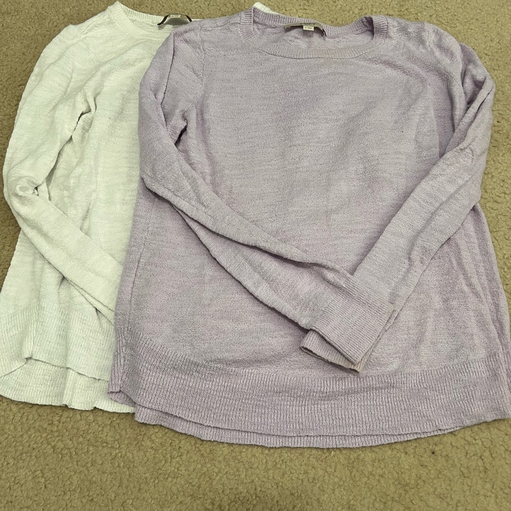 Women's Loft Sweater Set - Lavender and White
